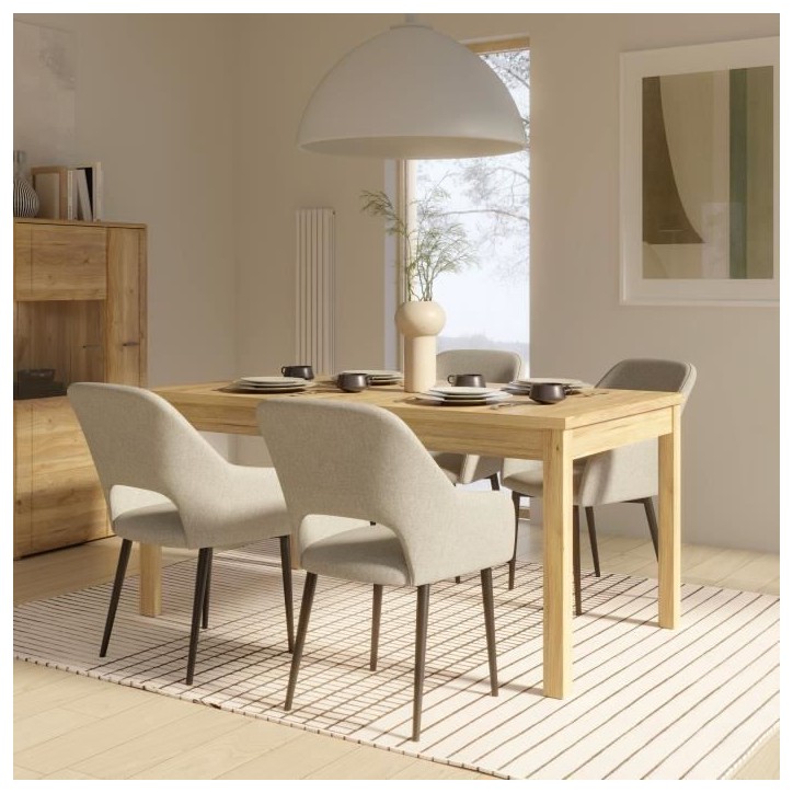 Table a manger extensible ouverture synchronisée - COMO - Chene - Rectangulaire - 160/207 x 90 x 76,6 cm Table a manger extensible ouverture synchronisée - COMO - Chene - Rectangulaire - 160/207 x 90 x 76,6 cm
