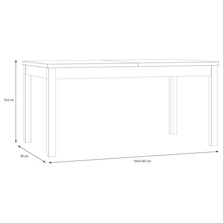 Table a manger extensible ouverture synchronisée - COMO - Chene - Rectangulaire - 160/207 x 90 x 76,6 cm Table a manger extensible ouverture synchronisée - COMO - Chene - Rectangulaire - 160/207 x 90 x 76,6 cm