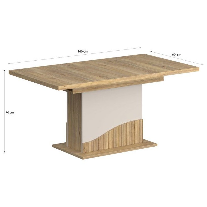 Table a manger - PoeM - Extensible - Rectangulaire - Sable / Chene - 8 personnes - 160-200 x 90 x 76 cm Table a manger - PoeM - Extensible - Rectangulaire - Sable / Chene - 8 personnes - 160-200 x 90 x 76 cm