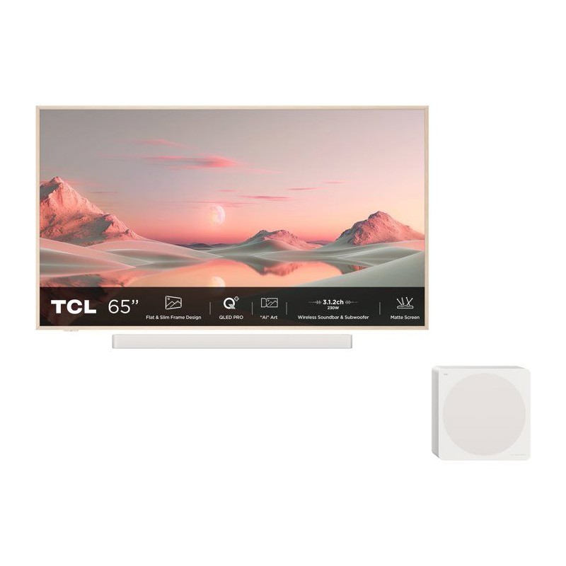 TCL TV QLED 65 (164 cm) - 4K UHD 3840x2160 - Google TV - Barre de son