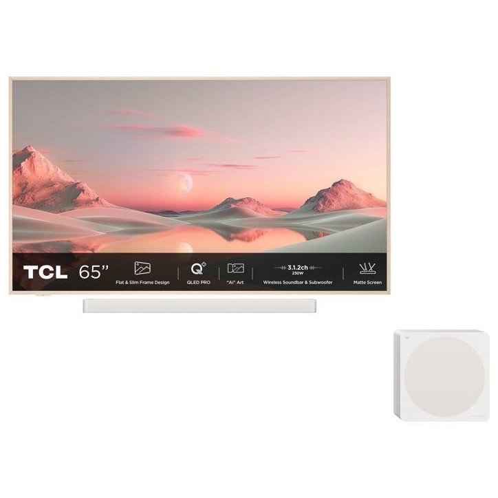 TCL TV QLED 65 (164 cm) - 4K UHD 3840x2160 - Google TV - Barre de son + caisson 3.1.2 - 230W Surround - 4x HDMI 2.1 TCL TV QLED 65 (164 cm) - 4K UHD 3840x2160 - Google TV - Barre de son + caisson 3.1.2 - 230W Surround - 4x HDMI 2.1