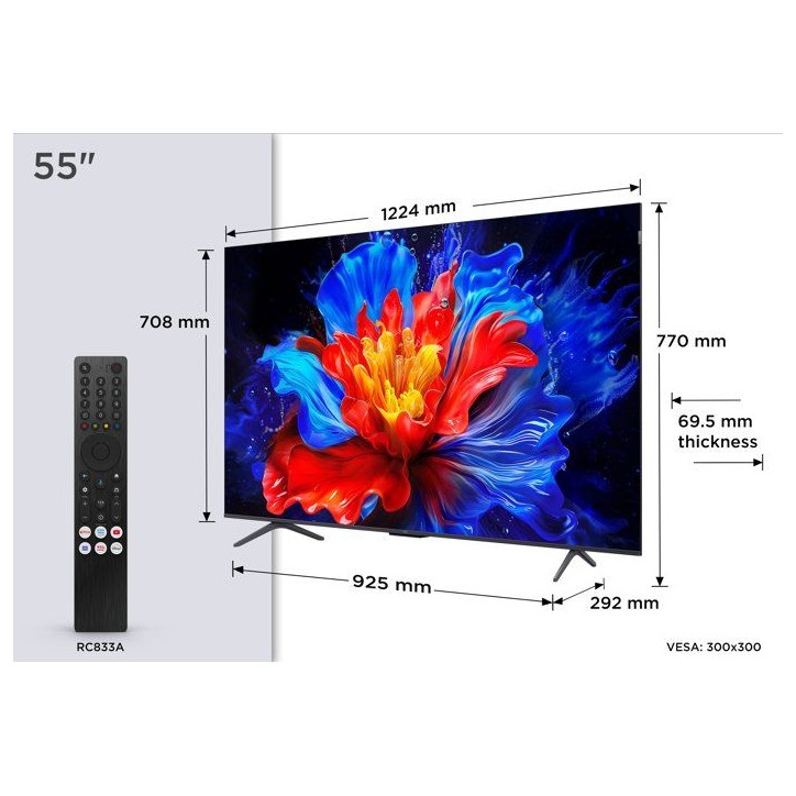 TCL 55P89K - TV QLED 55 (138 cm) - 4K UHD 3840x2160 144 Hz - Dolby Vision - Google TV - 4xHDMI 2.1 - WiFi