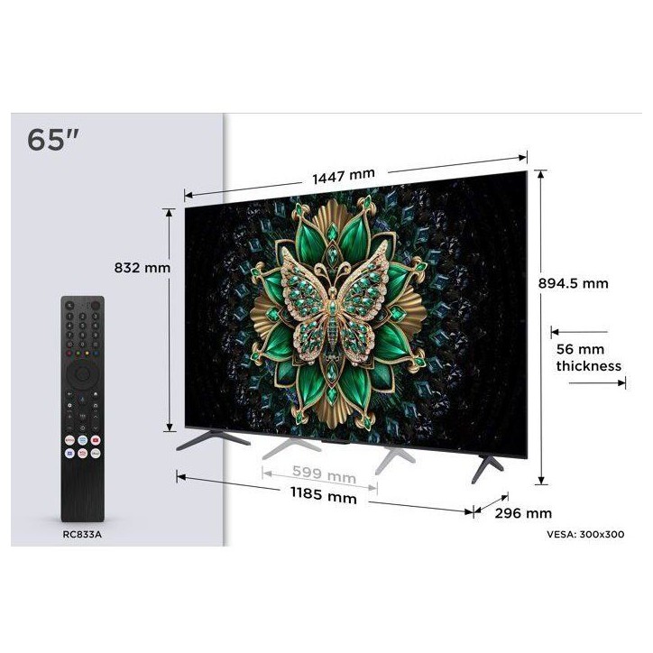 TCL 65C6K - TV QLED MiniLED 65 (165 cm) - 4K UHD 3840x2160 - 144 Hz - Dolby Vision - Google TV - 4xHDMI 2.1 - WiFi TCL 65C6K - TV QLED MiniLED 65 (165 cm) - 4K UHD 3840x2160 - 144 Hz - Dolby Vision - Google TV - 4xHDMI 2.1 - WiFi