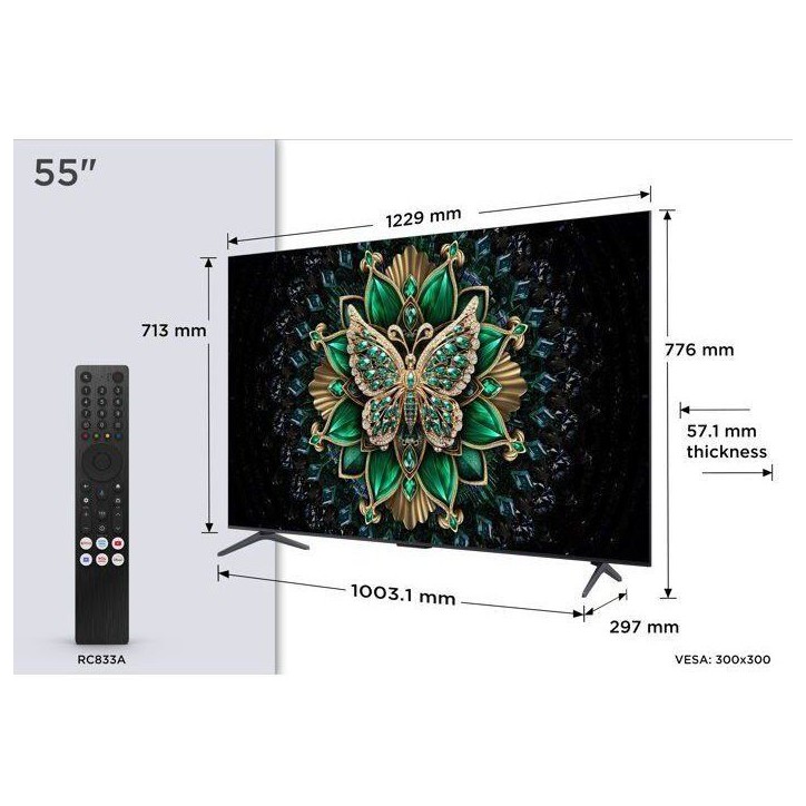 TCL 55C6K - TV QLED MiniLED 55 (140 cm) - 4K UHD 3840x2160 - 144 Hz - Dolby Vision - Google TV - 4xHDMI 2.1 - WiFi TCL 55C6K - TV QLED MiniLED 55 (140 cm) - 4K UHD 3840x2160 - 144 Hz - Dolby Vision - Google TV - 4xHDMI 2.1 - WiFi