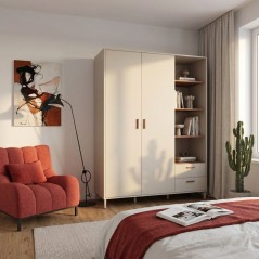 Armoire - Décor cachemire et terracotta - 2 portes - étageres + tiro