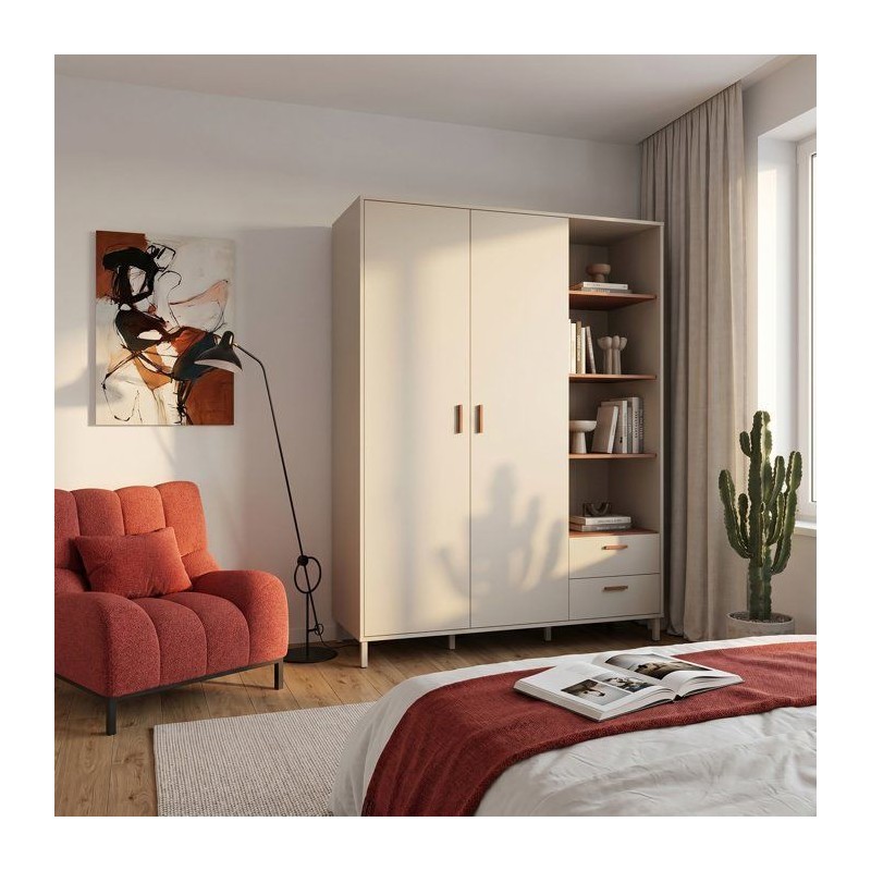 Armoire - Décor cachemire et terracotta - 2 portes - étageres + tiro