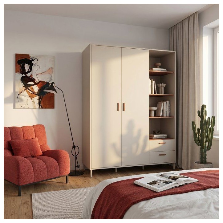 Armoire - Décor cachemire et terracotta - 2 portes - étageres + tiroirs - L168,4 x P52,9 x H201,6 cm Armoire - Décor cachemire et terracotta - 2 portes - étageres + tiroirs - L168,4 x P52,9 x H201,6 cm