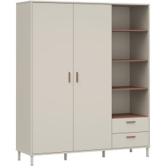Armoire - Décor cachemire et terracotta - 2 portes - étageres + tiroirs - L168,4 x P52,9 x H201,6 cm