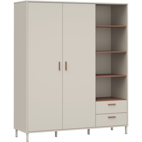 Armoire - Décor cachemire et terracotta - 2 portes - étageres + tiroirs - L168,4 x P52,9 x H201,6 cm
