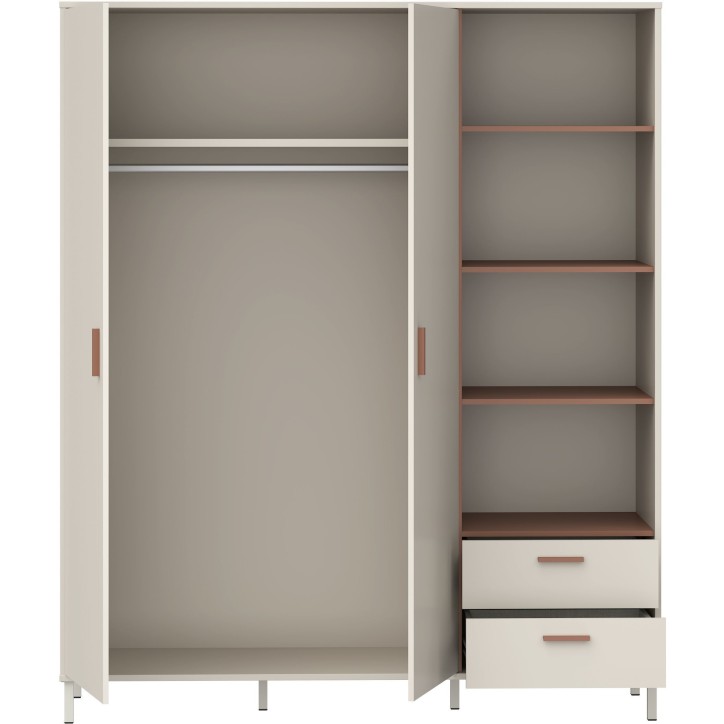 Armoire - Décor cachemire et terracotta - 2 portes - étageres + tiroirs - L168,4 x P52,9 x H201,6 cm Armoire - Décor cachemire et terracotta - 2 portes - étageres + tiroirs - L168,4 x P52,9 x H201,6 cm