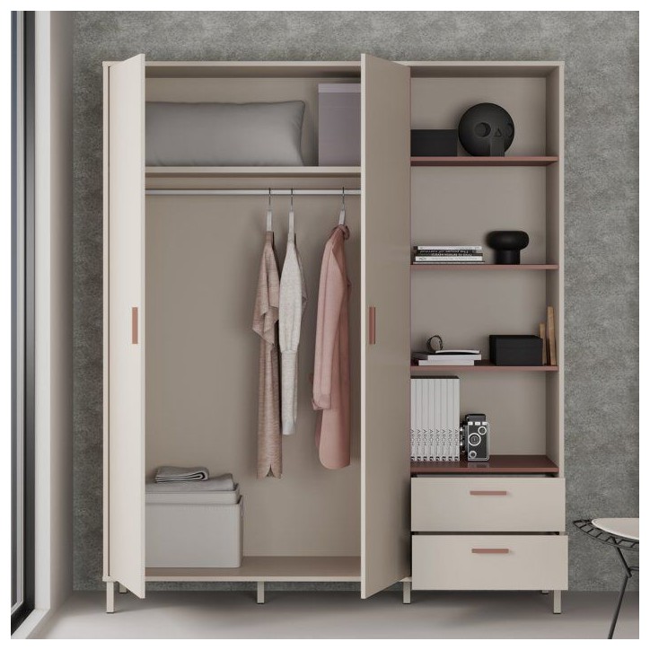 Armoire - Décor cachemire et terracotta - 2 portes - étageres + tiroirs - L168,4 x P52,9 x H201,6 cm Armoire - Décor cachemire et terracotta - 2 portes - étageres + tiroirs - L168,4 x P52,9 x H201,6 cm