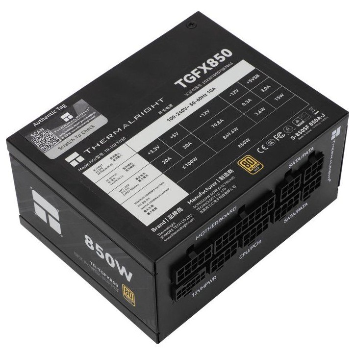 THERMALRIGHT - TGFX-850 - Alimentation PC - 80Plus Gold - Modulaire - 850 W - Noir THERMALRIGHT - TGFX-850 - Alimentation PC - 80Plus Gold - Modulaire - 850 W - Noir