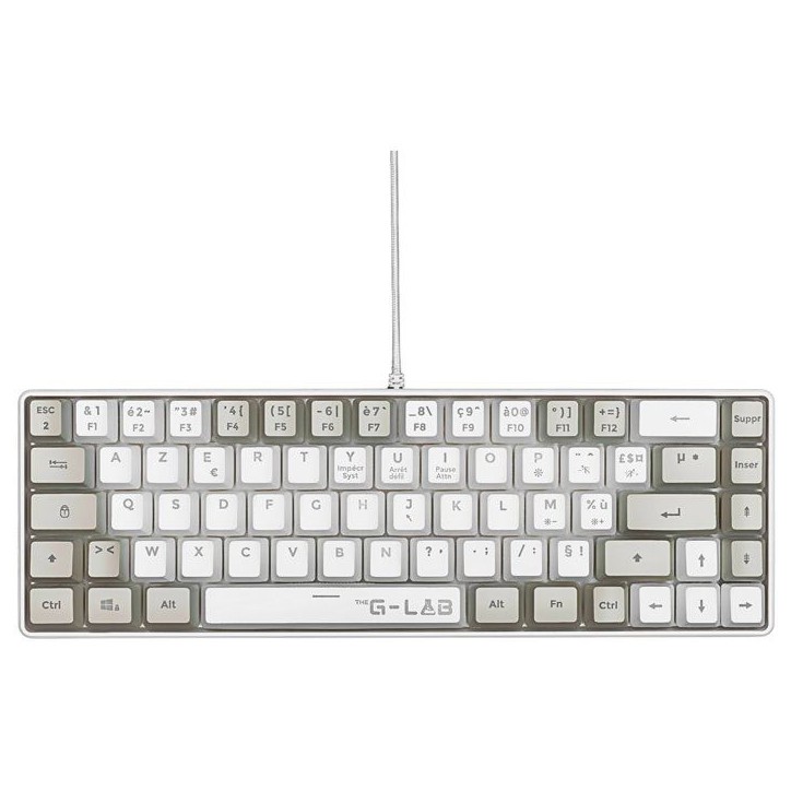 Clavier Gamer filaire - THE G-LAB - KEYZ-HYDRO-WG/FR - 60% format compact - AZERTY - Rétroéclairé - Gris/Blanc