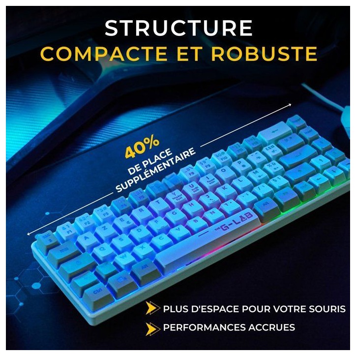 Pack 2 en 1 - THE G-LAB - Combo Hydrogen - Clavier AZERTY - Souris filaire - Blanc/Gris Pack 2 en 1 - THE G-LAB - Combo Hydrogen - Clavier AZERTY - Souris filaire - Blanc/Gris