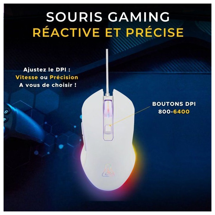 Pack 2 en 1 - THE G-LAB - Combo Hydrogen - Clavier AZERTY - Souris filaire - Blanc/Gris Pack 2 en 1 - THE G-LAB - Combo Hydrogen - Clavier AZERTY - Souris filaire - Blanc/Gris