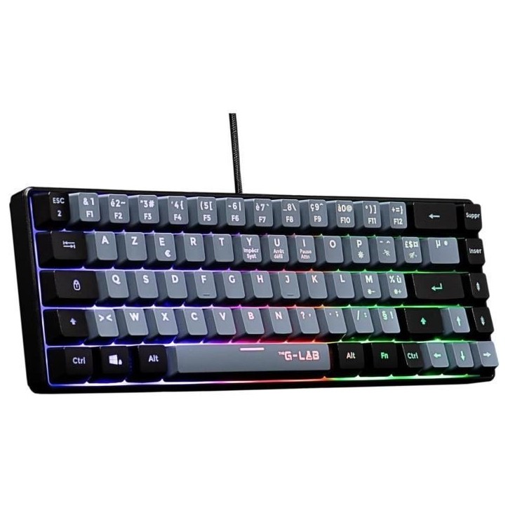 Clavier Gamer - The G-Lab - KEYZ HYDROGEN - 60% Format Compact - Rétroéclairé - Filaire - Noir/Gris Clavier Gamer - The G-Lab - KEYZ HYDROGEN - 60% Format Compact - Rétroéclairé - Filaire - Noir/Gris