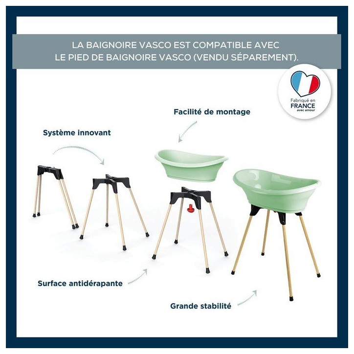 Kit baignoire VASCO - 76,5 x 50 x 104,5 cm - Vert céladon - THERMOBABY Kit baignoire VASCO - 76,5 x 50 x 104,5 cm - Vert céladon - THERMOBABY