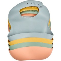Bavoir silicone - THERMOBABY - Avec récupérateur - Gris charme
