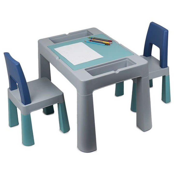 Table d'activités multifonction - THERMOBABY - MULTIPLAY - Avec 2 chaises - Gris / Bleu Table d'activités multifonction - THERMOBABY - MULTIPLAY - Avec 2 chaises - Gris / Bleu