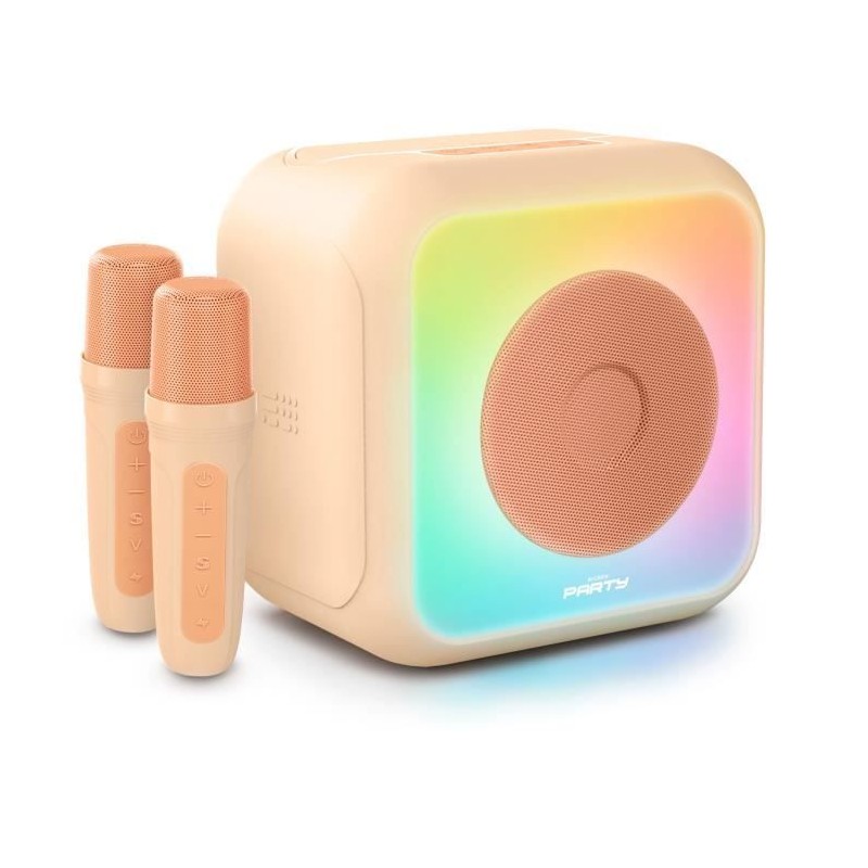Enceinte karaoké lumineuse BIGBEN - Peche - Bluetooth - 30W - 2 micro Enceinte karaoké lumineuse BIGBEN - Peche - Bluetooth - 30W - 2 micro