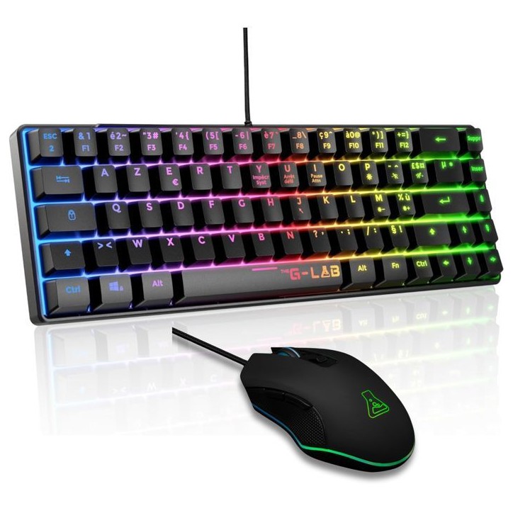 Pack gamer clavier souris filaire - THE G-LAB - Combo Hydrogen BKG - Clavier Azerty - Noir Pack gamer clavier souris filaire - THE G-LAB - Combo Hydrogen BKG - Clavier Azerty - Noir