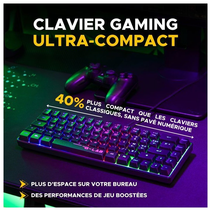 Pack gamer clavier souris filaire - THE G-LAB - Combo Hydrogen BKG - Clavier Azerty - Noir Pack gamer clavier souris filaire - THE G-LAB - Combo Hydrogen BKG - Clavier Azerty - Noir