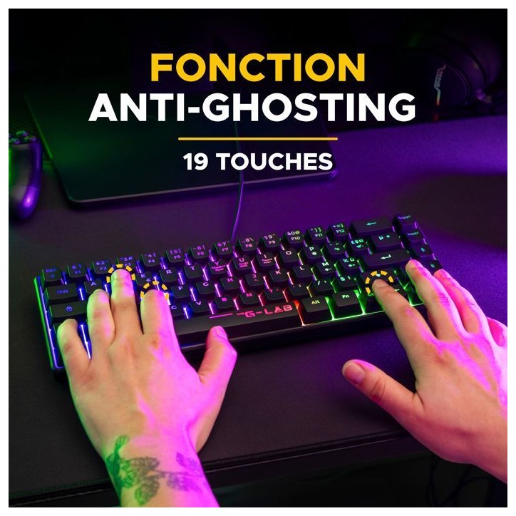 Pack gamer clavier souris filaire - THE G-LAB - Combo Hydrogen BKG - Clavier Azerty - Noir Pack gamer clavier souris filaire - THE G-LAB - Combo Hydrogen BKG - Clavier Azerty - Noir