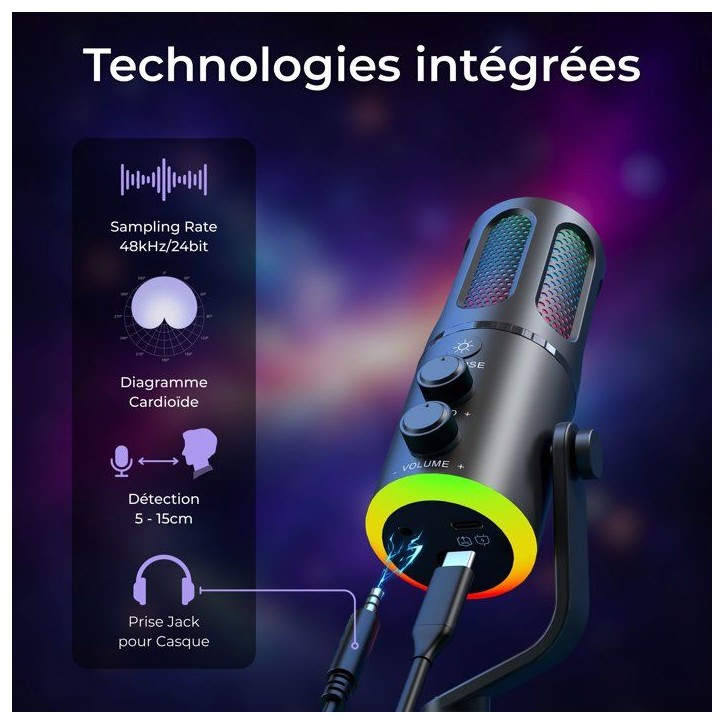 Microphone Gaming RGB Streaming - THE G-LAB - K-MIC-NEON - Compatible multiplateformes et logiciel - Qualité audio pro - Noir Microphone Gaming RGB Streaming - THE G-LAB - K-MIC-NEON - Compatible multiplateformes et logiciel - Qualité audio pro - Noir