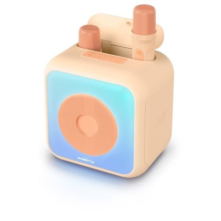 Enceinte karaoké lumineuse BIGBEN - Peche - Bluetooth - 30W - 2 micros sans fil USB-C - Égaliseur - Batterie Li-on Enceinte karaoké lumineuse BIGBEN - Peche - Bluetooth - 30W - 2 micros sans fil USB-C - Égaliseur - Batterie Li-on