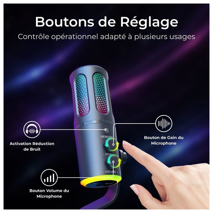 Microphone Gaming RGB Streaming - THE G-LAB - K-MIC-NEON - Compatible multiplateformes et logiciel - Qualité audio pro - Noir Microphone Gaming RGB Streaming - THE G-LAB - K-MIC-NEON - Compatible multiplateformes et logiciel - Qualité audio pro - Noir