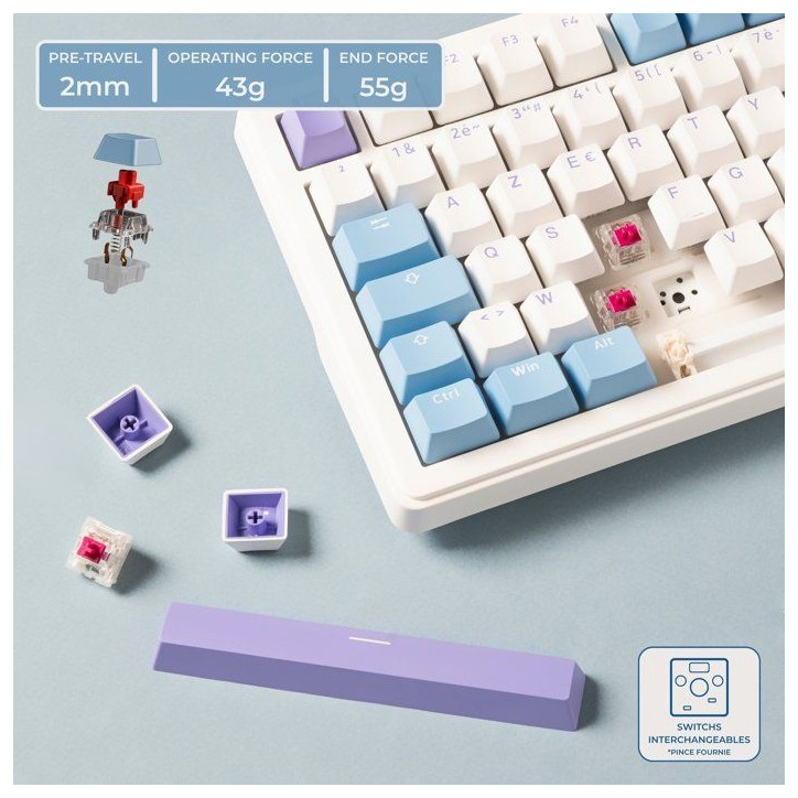 Clavier mécanique PBT Gasket - THE G-LAB - KEYZ Elite 400 WB - TripleMode - AZERTY - RGB - Windows & Mac Clavier mécanique PBT Gasket - THE G-LAB - KEYZ Elite 400 WB - TripleMode - AZERTY - RGB - Windows & Mac