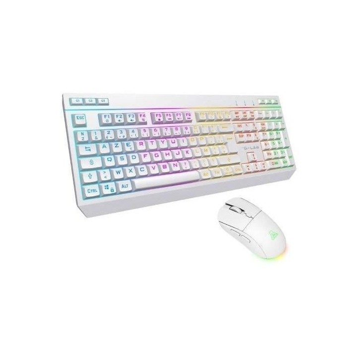 Pack gamer sans fil - THE G-LAB - COMBO TUNGSTEN EX W - Clavier + souris - 32 macros configurables - BLANC
