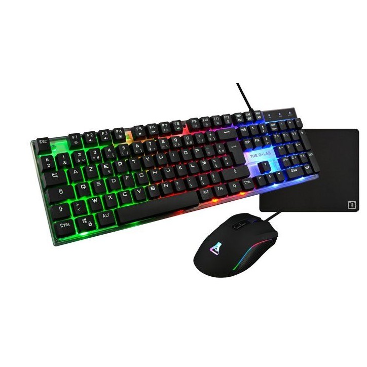 Pack gaming 4 en 1 - THE G-LAB - COMBO NEON - Clavier Membrane Full Size + Souris 3600 DPI + Tapis + Casque Pack gaming 4 en 1 - THE G-LAB - COMBO NEON - Clavier Membrane Full Size + Souris 3600 DPI + Tapis + Casque