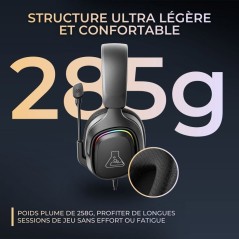 Casque gaming filaire RGB - THE G-LAB - KORP MERCURY - Tissu - Micro R