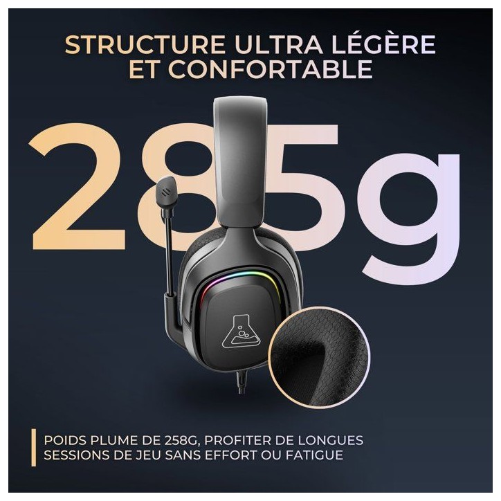 Casque gaming filaire RGB - THE G-LAB - KORP MERCURY - Tissu - Micro Rétractable - Stéréo - Toutes Plateformes Casque gaming filaire RGB - THE G-LAB - KORP MERCURY - Tissu - Micro Rétractable - Stéréo - Toutes Plateformes