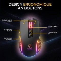 Souris gaming filaire - THE G-LAB - KULT THORIUM - 12800 DPI - Ergonom