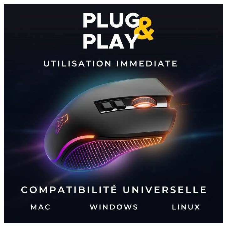 Souris gaming filaire - THE G-LAB - KULT THORIUM - 12800 DPI - Ergonomique - 7 Boutons - Rétroéclairage RGB Souris gaming filaire - THE G-LAB - KULT THORIUM - 12800 DPI - Ergonomique - 7 Boutons - Rétroéclairage RGB