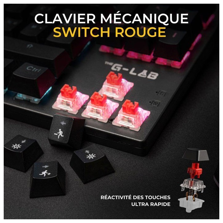Pack clavier souris gaming - THE G-LAB - COMBO MERCURY EX - Clavier Mécanique TKL Switch Rouge - Souris 7200 DPI