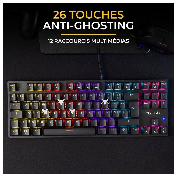 Pack clavier souris gaming - THE G-LAB - COMBO MERCURY EX - Clavier Mécanique TKL Switch Rouge - Souris 7200 DPI