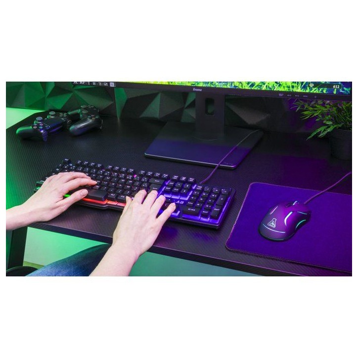 Pack Gamer 4-en-1 filaire - THE G-LAB - COMBO CHROMIUM EX - Clavier membrane réactive silencieuse + Souris + Tapis de souris - Pack Gamer 4-en-1 filaire - THE G-LAB - COMBO CHROMIUM EX - Clavier membrane réactive silencieuse + Souris + Tapis de souris -