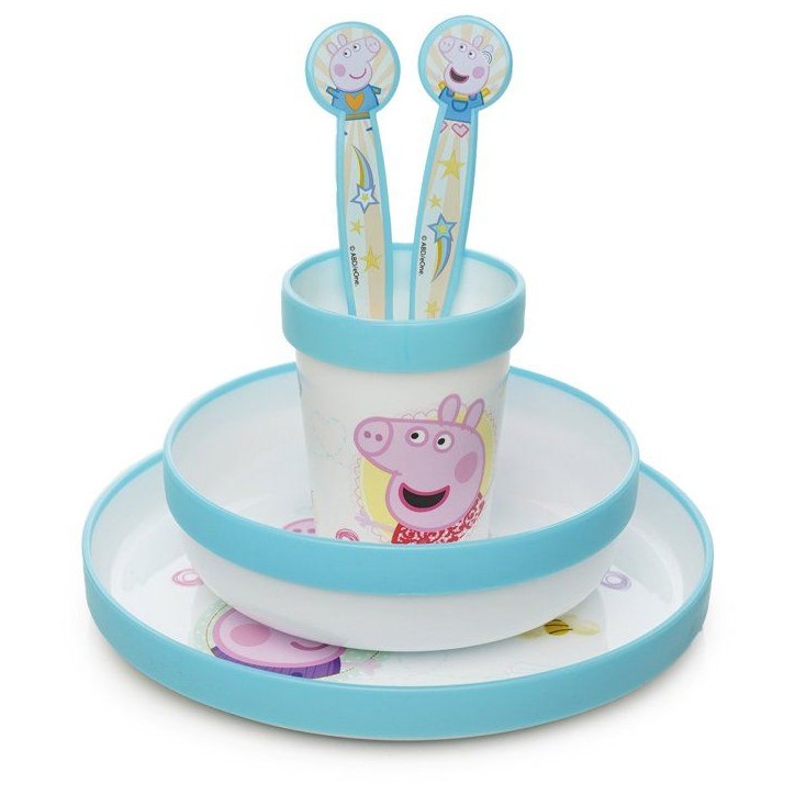 Coffret repas 5 pieces - THERMOBABY - Peppa Pig - Assiette, bol, gobelet, cuillere et fourchette - Bleu Coffret repas 5 pieces - THERMOBABY - Peppa Pig - Assiette, bol, gobelet, cuillere et fourchette - Bleu