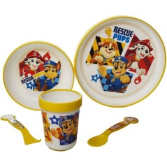 Coffret repas 5 pieces - THERMOBABY - Pat'Patrouille - Assiette, bol, gobelet, cuillere et fourchette - Jaune