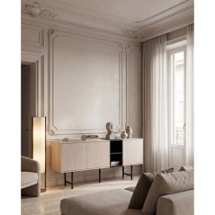 Buffet THEA – Chene Nordic Clair & Noir – 3 portes, 2 niches – 1
