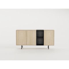 Buffet THEA – Chene Nordic Clair & Noir – 3 portes, 2 niches – 1