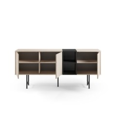 Buffet THEA – Chene Nordic Clair & Noir – 3 portes, 2 niches – 1