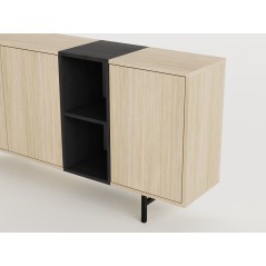 Buffet THEA – Chene Nordic Clair & Noir – 3 portes, 2 niches – 1