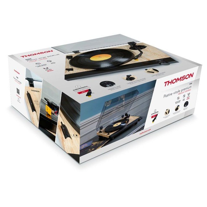 Platine tourne-disque - THOMSON - TT702 - 33 et 45 tours - Tete de lecture AT91 Audio Technica - Antiskating - Bois et noir