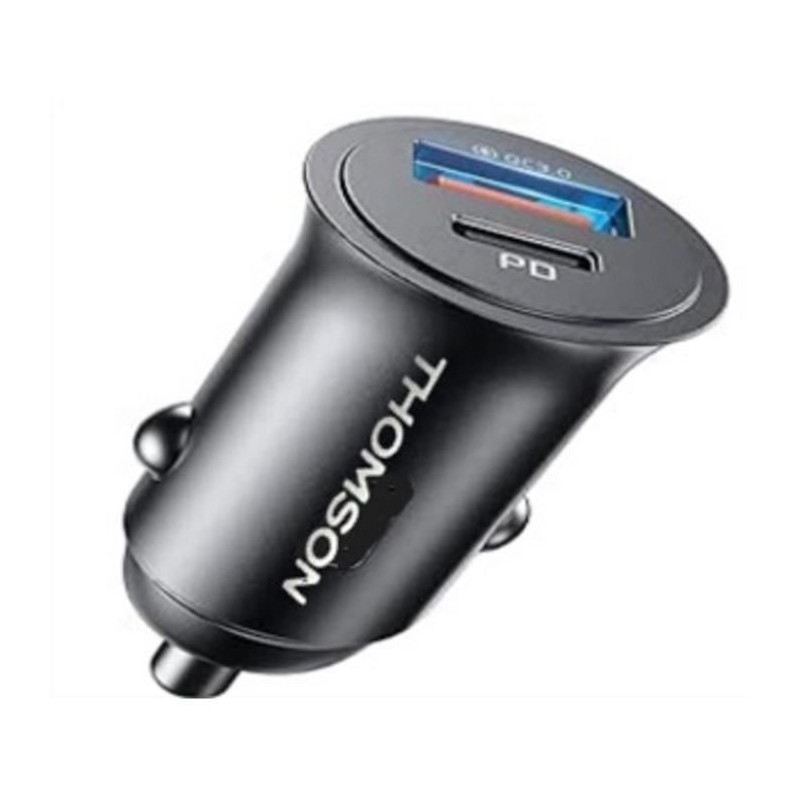 Chargeur voiture THOMSON ULTRA-COMPACT 12/24 V USB-C PD 20 W + QC 3.0