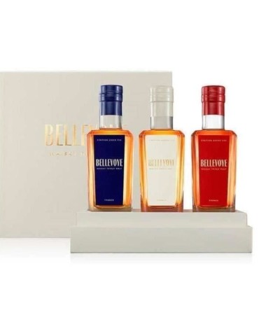 BELLEVOYE - Whisky - Origine : France - Coffret Tricolore Découverte Bleu, Blanc Rouge - 3 * 20 cl