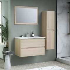 Ensemble de salle de bain - Meuble vasque L80 + miroir + colonne - TIM
